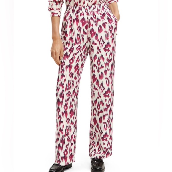 Scotch and soda gia purple floral print wide leg trousers size medium 29 - Picture 1 of 16